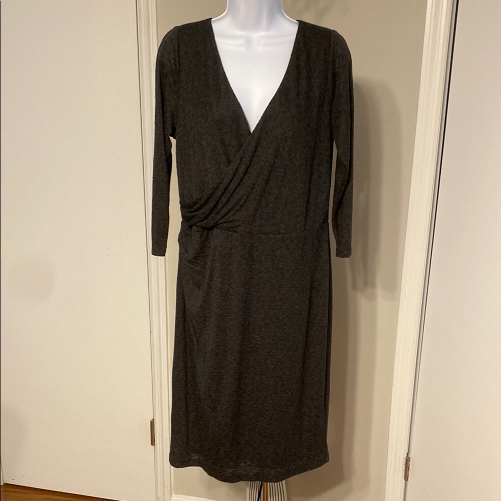 LOFT Charcoal Gray Midi Dress